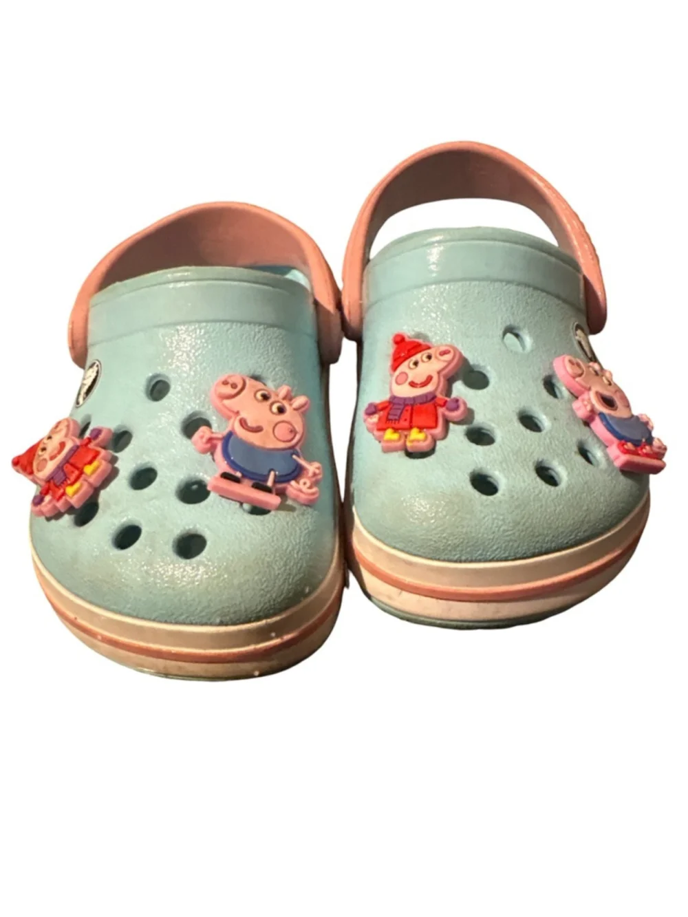 CROCS Kids Aqua and Peach Sandals w/ Peppa Pig - 5C